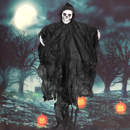 Halloween Hanging Skull Ghost Scary Grim Reaper Skeleton Decoration for Outside Yard Porch Haunted House Party Decor