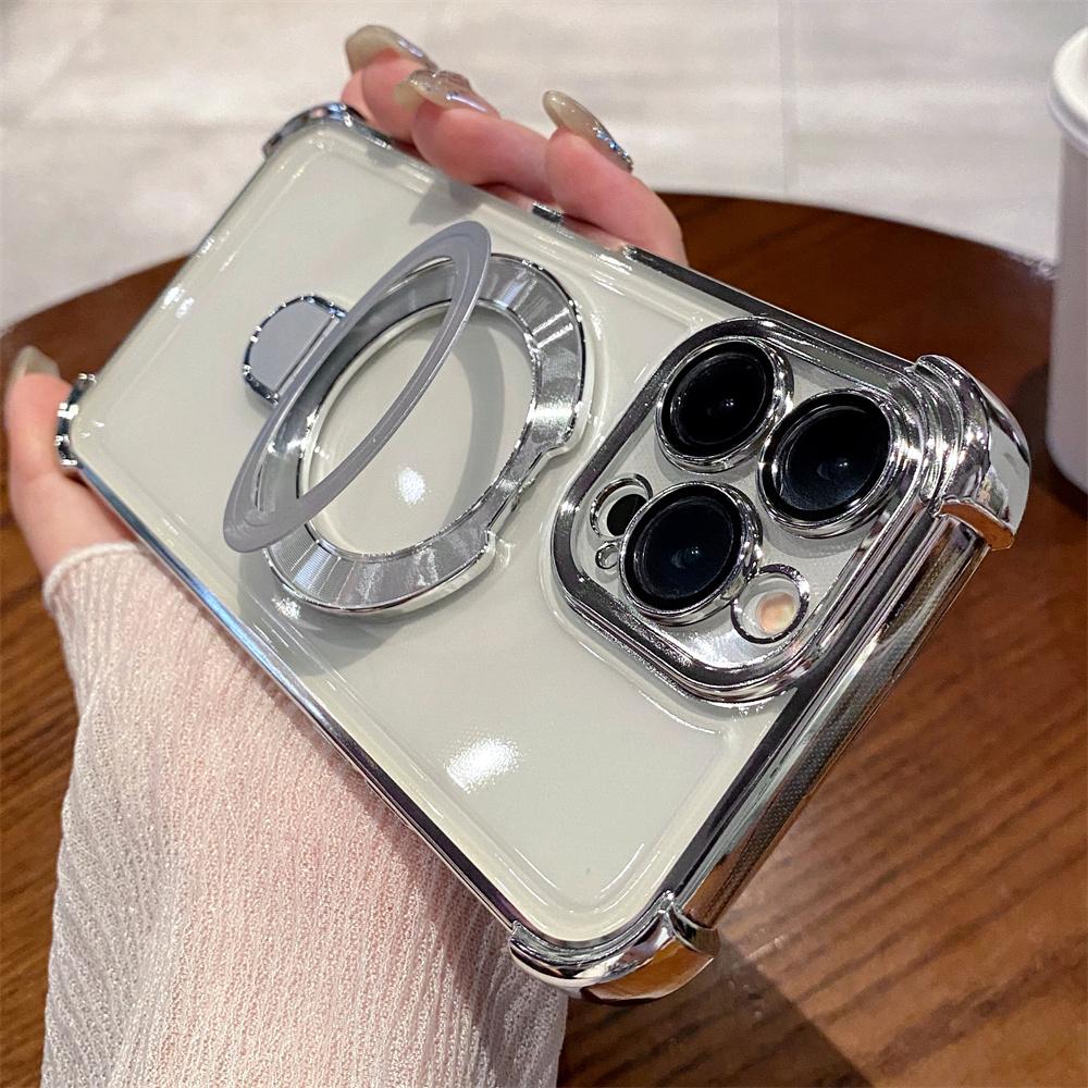 Гальванизированный прозрачный магнитный чехол для iPhone 16 15 14 13 12 11 Pro Max Plus 12 13 Mini для беспроводного чехла Magsafe