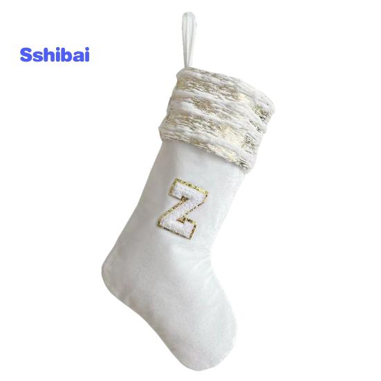 Рождественский чулок с вышивкой и ремешком, износостойкие носочки большой емкости с рождественскими буквами, подвесное украшение