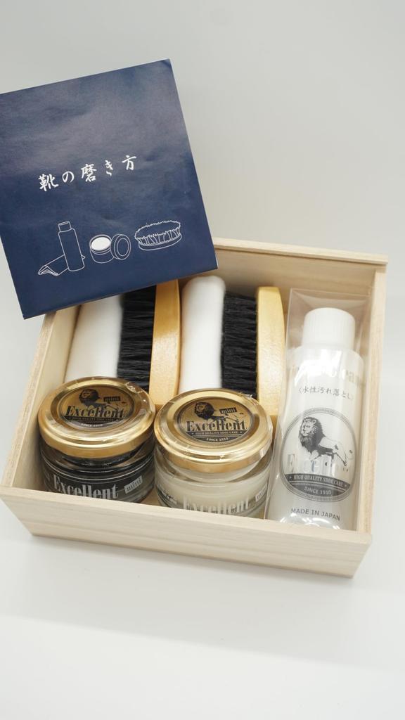 Крем для обуви натуральный, превосходный, мини-коробка для ухода за обувью, уход за кожей, 5 предметов [Lion Honpo]