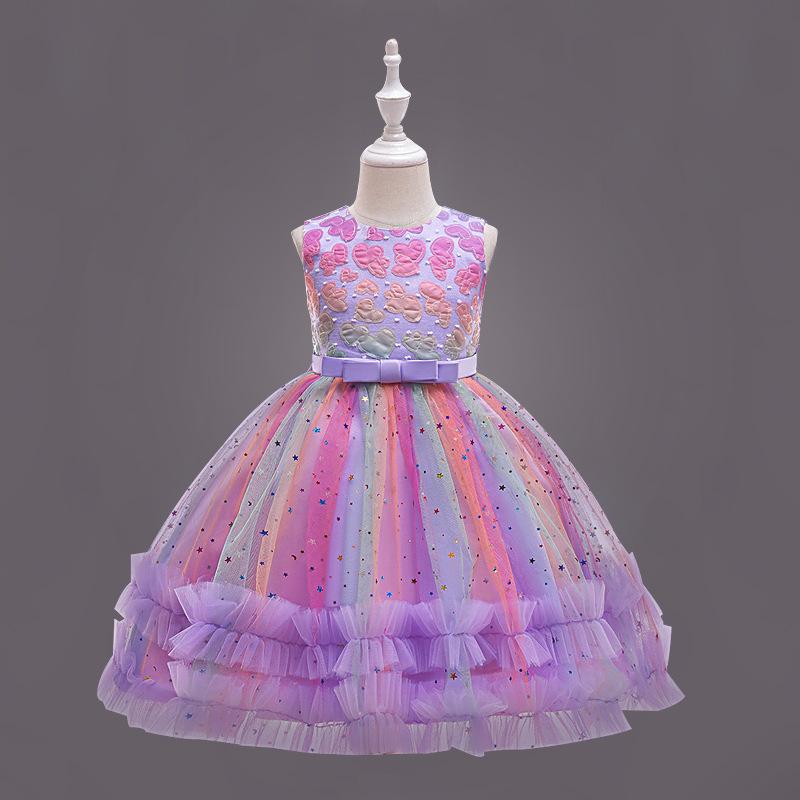 Платье для маленьких девочек, милое красочное летнее платье с принтом в виде сердца, летнее платье в стиле вестерн, детское платье принцессы