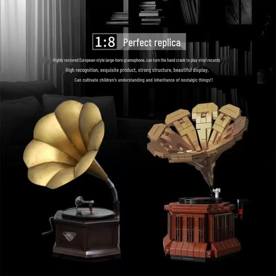 Classic Retro Gramophone Building Blocks DIY Model Toy