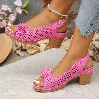 Модные женские летние сандалии 2025 Классическая ретро обувь-лодочки Удобная обувь на высоком каблуке Большой размер Дышащие Нескользящие Легкие