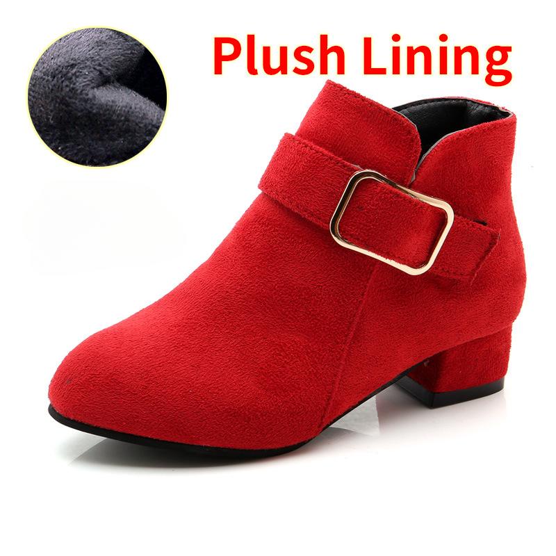 Girls and Ankle Boots Autumn and Winter New Children's Cotton Boots Girls High Heel Princess Shoes Medium and Older Children's Parent-child Boots