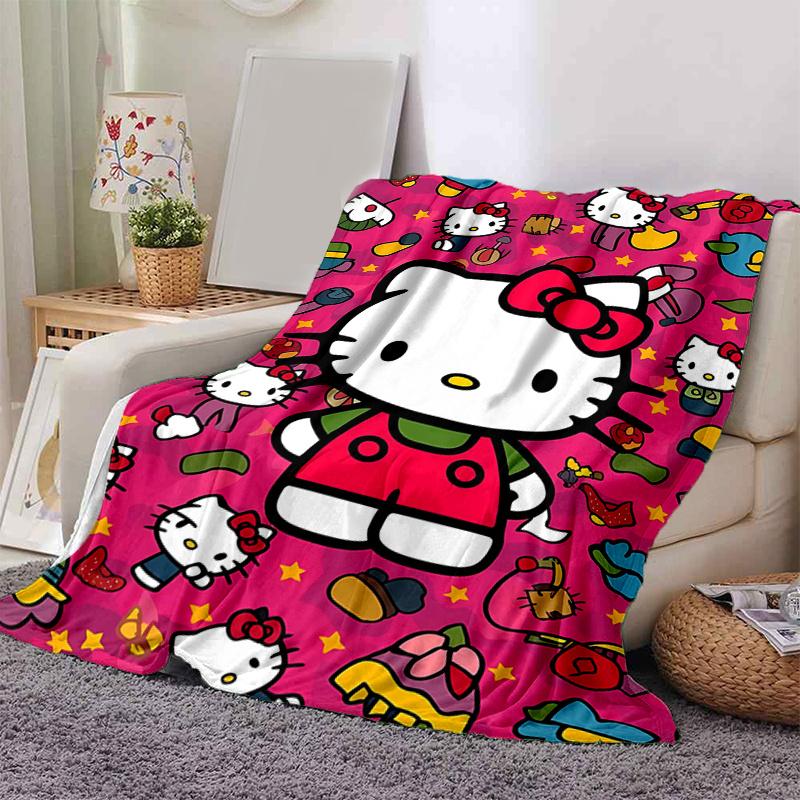 1pc Playful Hello Kitty Adventure Blanket Home Decorative Throw Gift for Family and Friend, Living Room, Travel, Camping, Car Blankets, Beach, Office