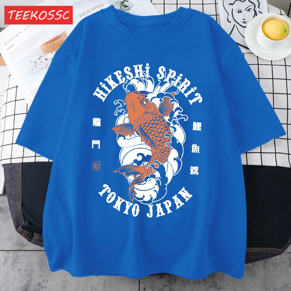 Футболки с принтом Hikeshi Spirit Токио Япония Для Мужчин Хлопок Круглый Вырез Футболка Спортивная Универсальная Верх Летний Мужской Новый Свободный Короткий Рукав