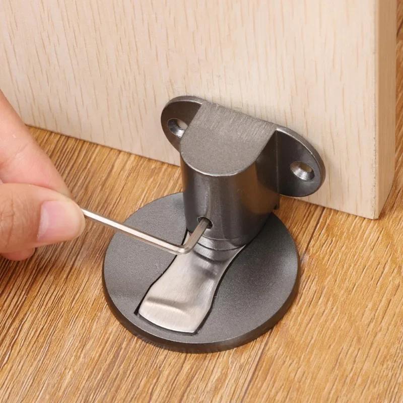 1/2sets Magnetic Door Stop Adjustable Alloy Self-locking Door Stop Punch-free Anti-collision Door Stops for Floor Wall Protector