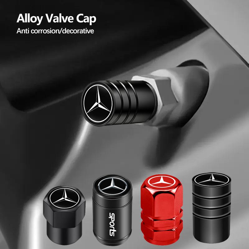 VFO1 Aluminum Car Tire Valve Caps For Mercedes Benz AMG W203 W206 W220 W205 W211 W108 Wheel Valve Stem Air Valve Cap Car Accessories