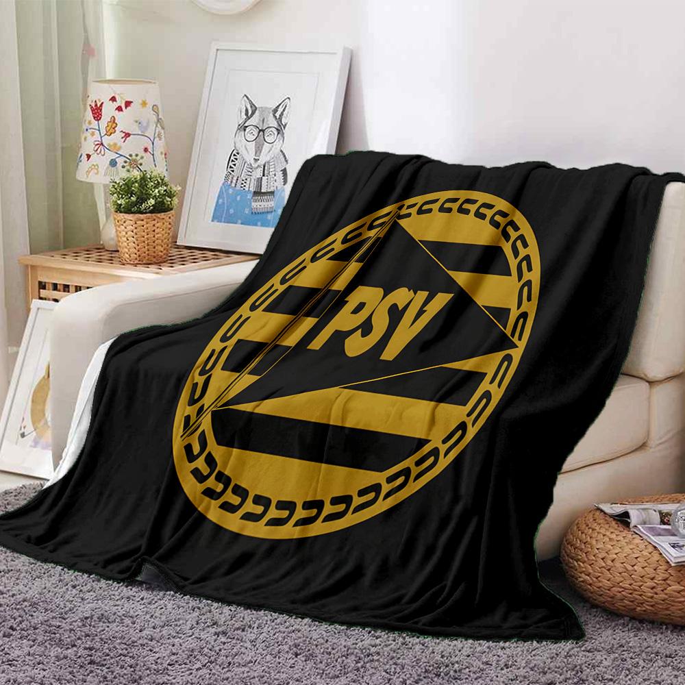 Psv Sports Emblem Flannel Blanket, Soft Polyester, Modern Design, All-Season for Camping, Travel, Gifts for holidays or birthdays