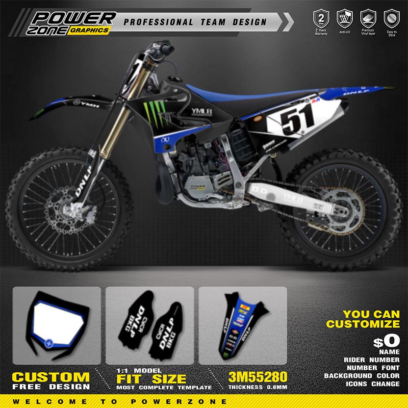 PowerZone Для YAMAHA 2015-2021 YZ125-250 16-21 YZ250X Индивидуальные Графические Фоны Наклейки Комплекты