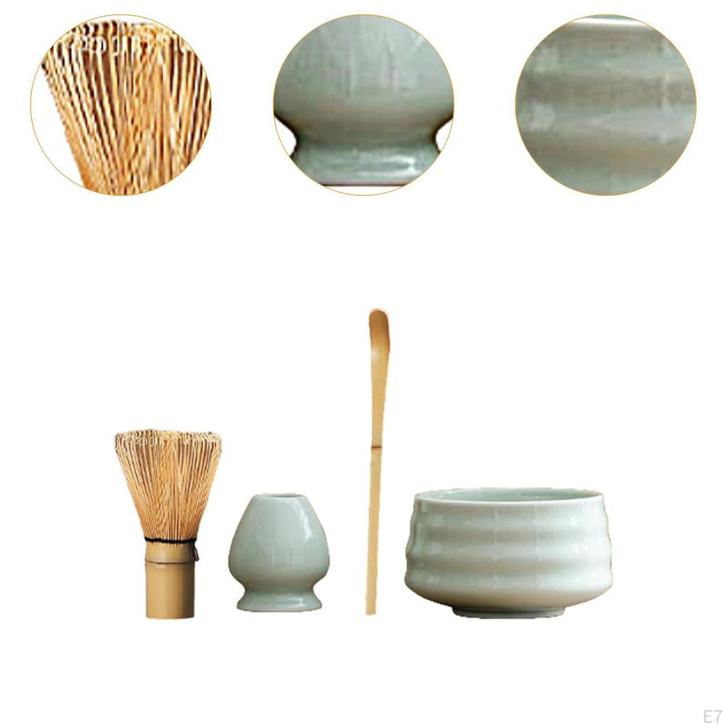 Набор из 4 венчиков для чая матча, полный набор керамических инструментов для заваривания чая в чаше,