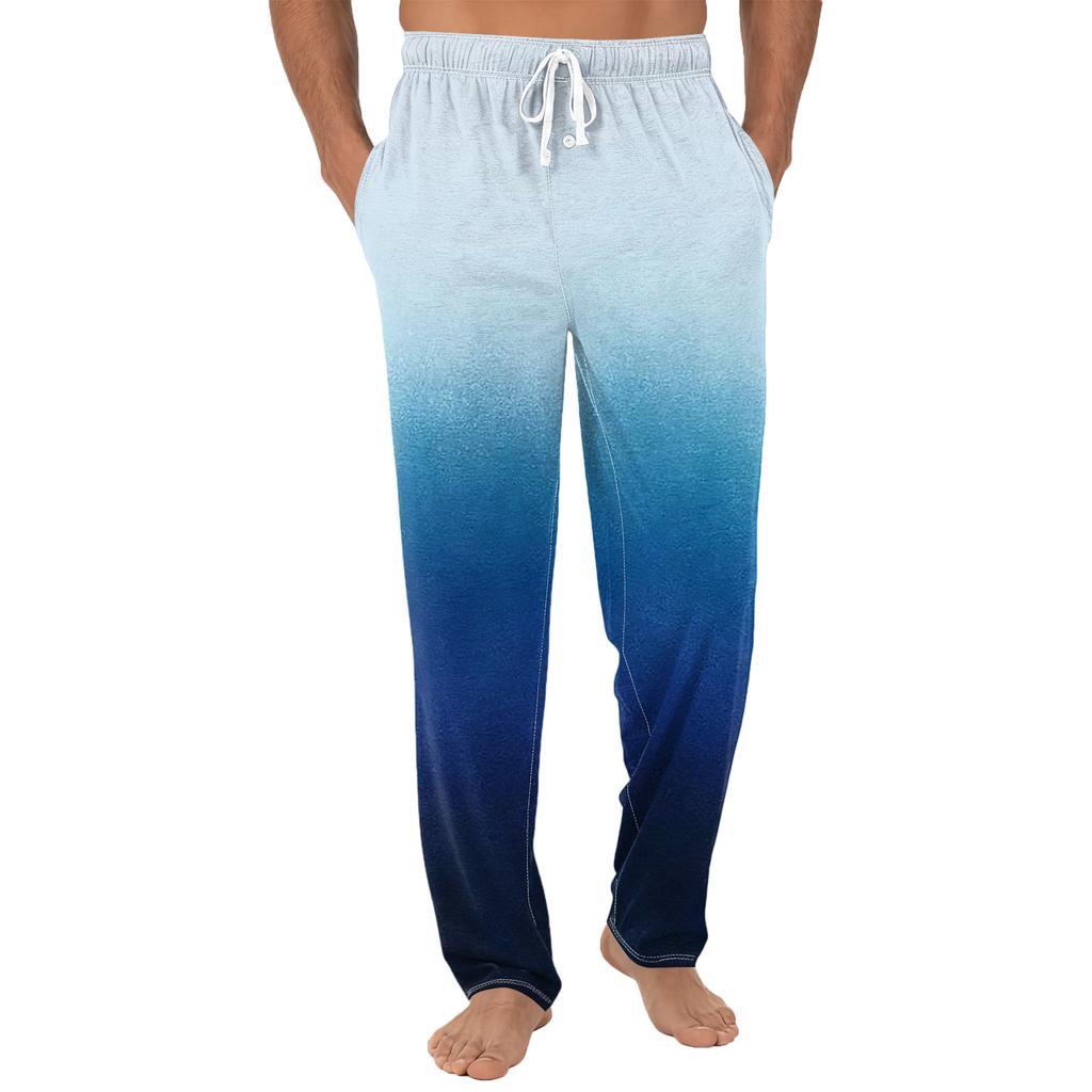 Men's Plain Knit Solid Pocket Casual Pants Home Pajama Pants