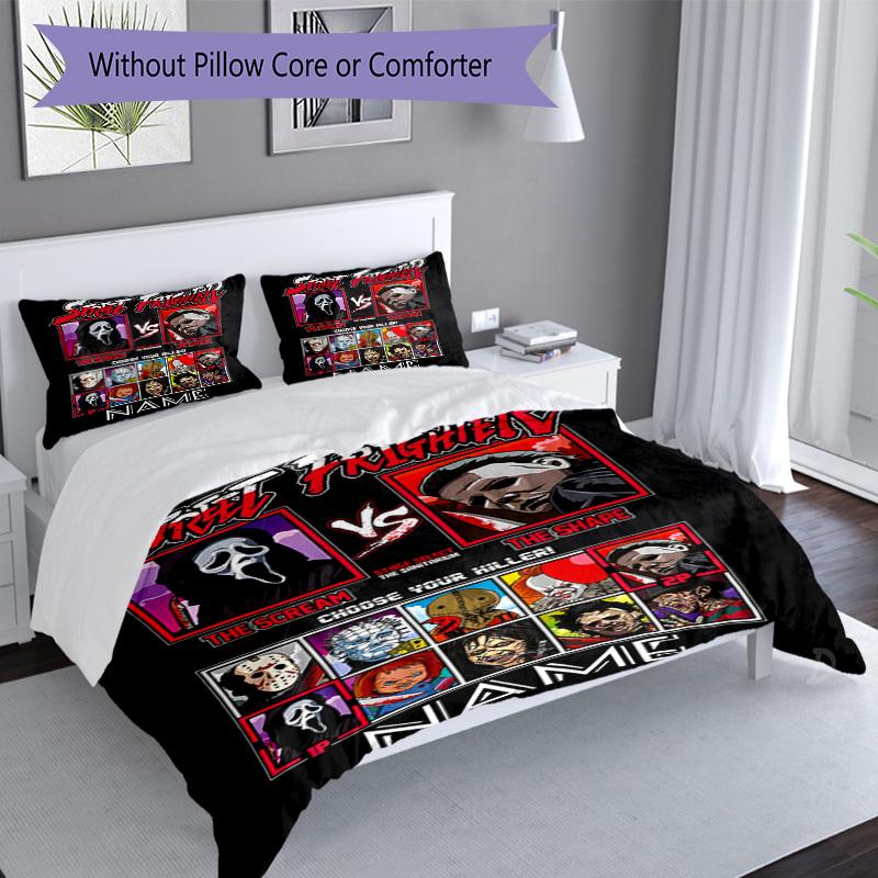 Street Fighter Horror Mashup 3PCS Printed Bedding Set, Soft Breathable Duvet Cover and 3 Pillowcases, Home Decor Gift