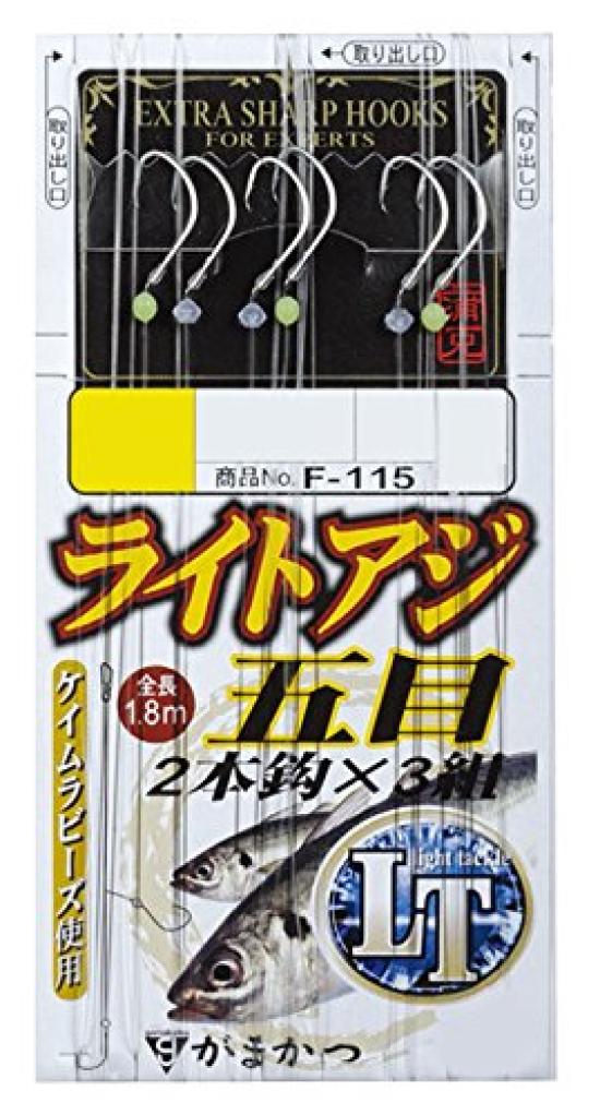 Gamakatsu Light Aji Gomoku Size 9 Leader Rig, 2-Hook, F115, - 1.5, 45762-9-1.5-07