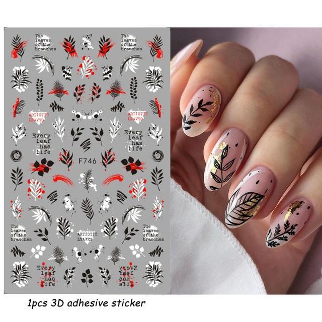 Красочные абстрактные волнистые линии 3D наклейки для дизайна ногтей цветок цветочный лист наклейки для ногтей украшения для ногтей