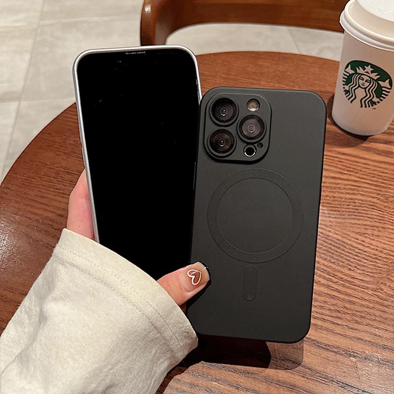 Роскошный чехол для телефона Magsafe с беспроводной зарядкой для Iphone 14 13 12 11 Pro Max Plus, мягкий магнитный матовый бампер, защитный чехол для объектива