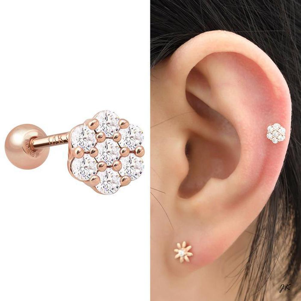 14K Gold-Filled Pin Cubic Flower Piercing (S11628416)