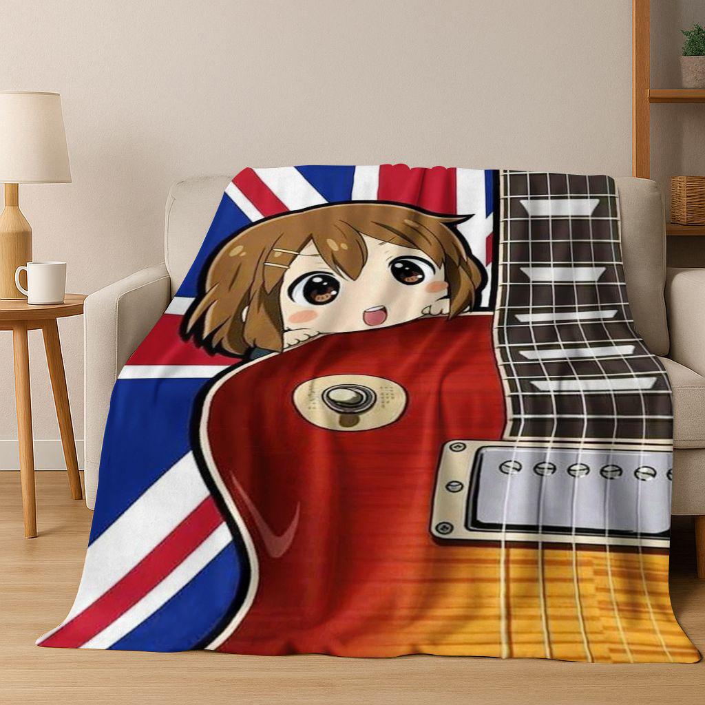 Аниме K-ON Кавайная Девочка Хирасава Юи Музыкальный Мультфильм Фланелевое Одеяло, Уютное Мягкое Плед для Дома Спальни Кровати Дивана Покрытие Ребенок