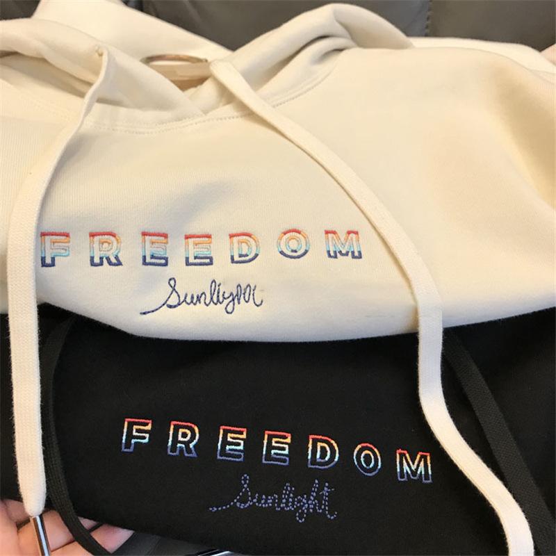 Women's Letter Print Oversized Hoodie Sweatshirt for Autumn Winter Ladies Loose Plush Thick Pullover Hooded Top