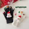 Knitted Christmas Gloves Thicken Five Finger Gloves Cute Warm Gloves  Outdoor Activities