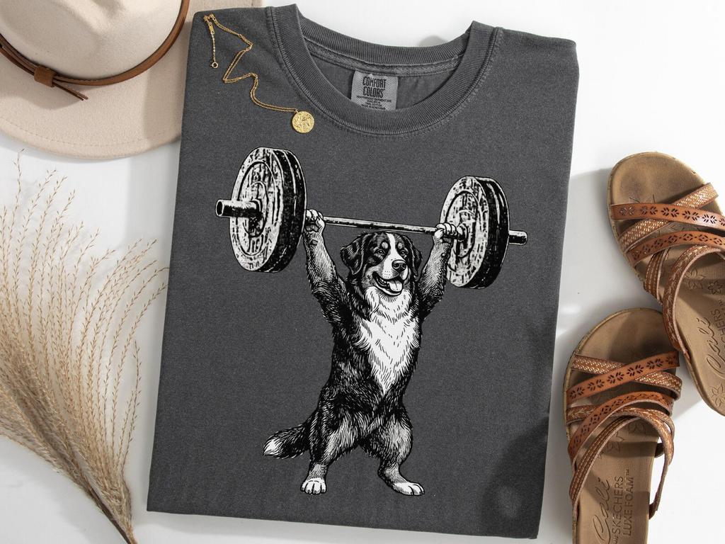 Berner Overhead Press Workout Shirt, Bernese Mountain Dog Weightlifting Gym Tee