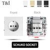 Европейская розетка Schuko с портами USB и USB-C, 16A, заземленная, встраиваемая в стену – Стандарт Германии Steckdose Польши