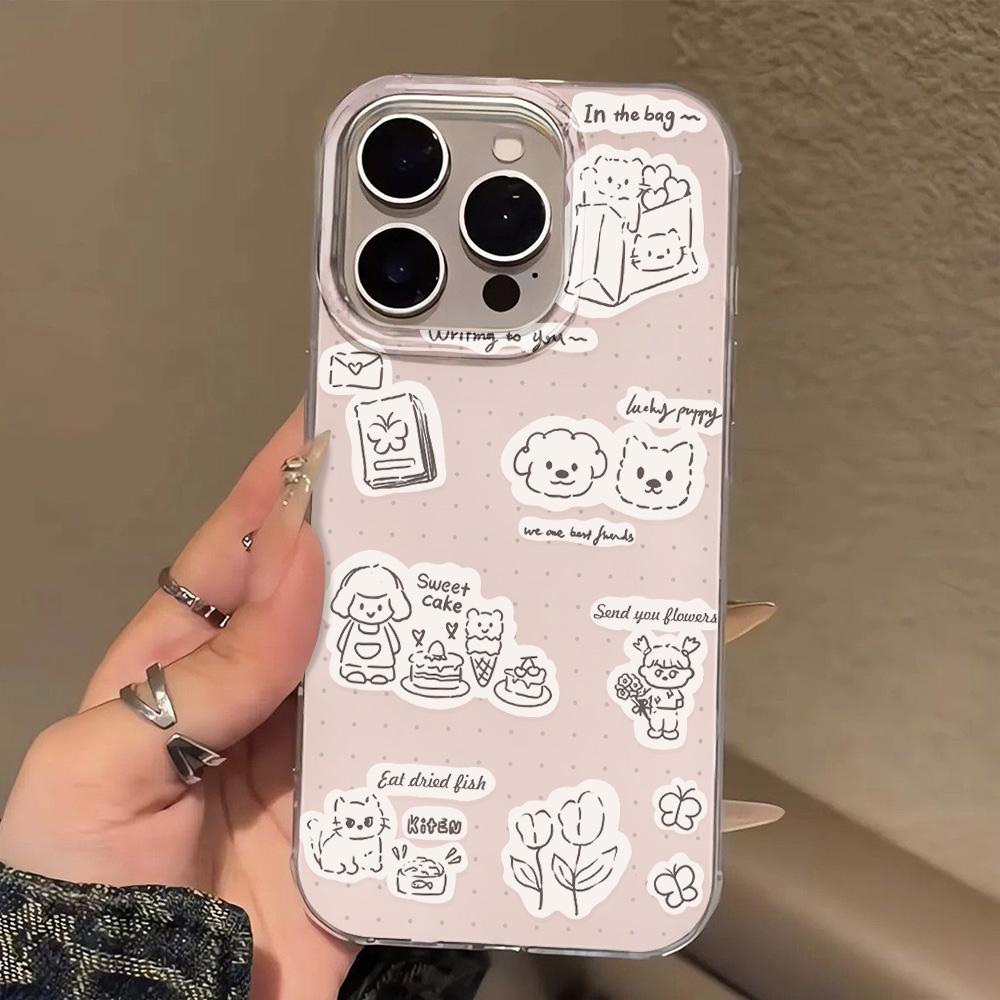 Расписной чехол для телефона для iPhone 12 13 15 16 iPhone 16 12 13 14 15 Pro 14 15 16 Pro Max Полное покрытие Противоударный Защита от отпечатков пальцев Свежий стиль Защитный чехол