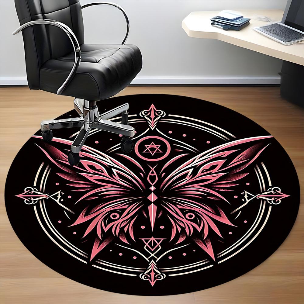 1pc Butterfly Mandala Office Round Area Rug, Under Office Chairs Bedroom Living Room Home Decor, Room Deco, Available in Various Sizes
