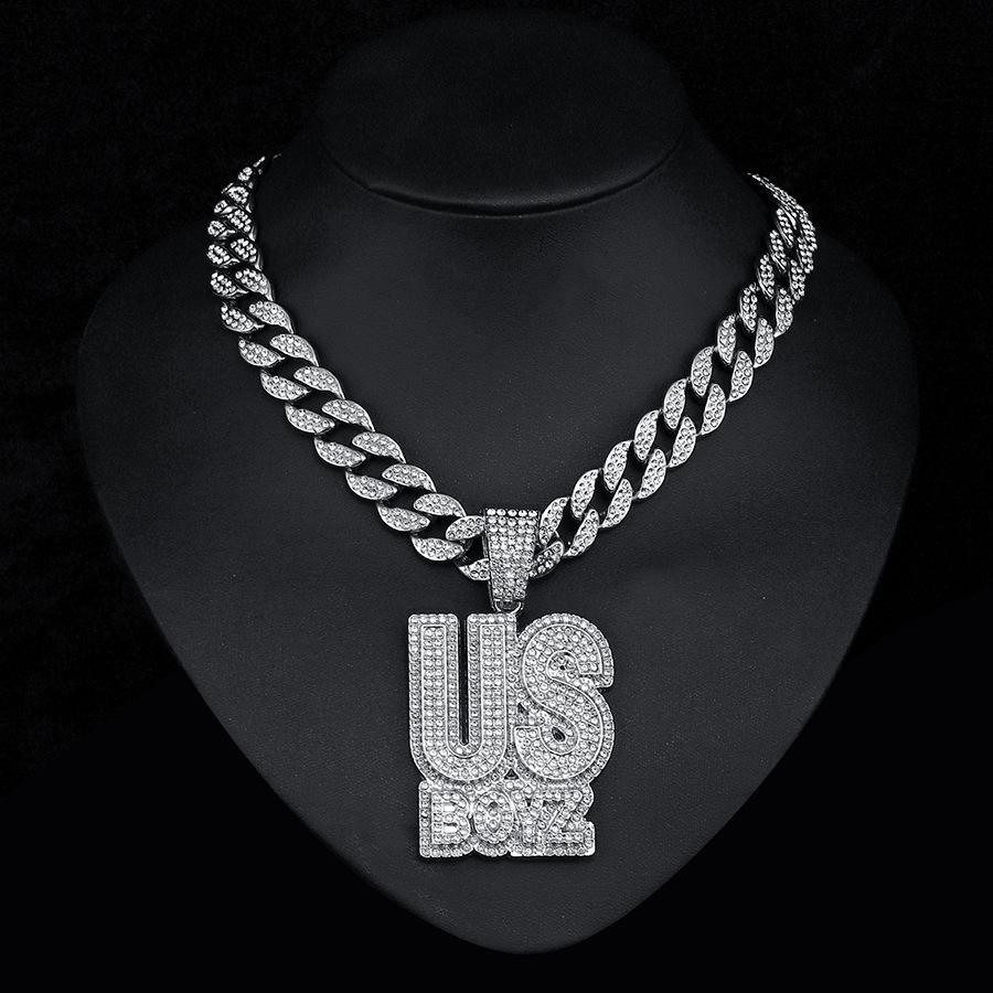 Горячая Распродажа Буква USBOYZ Подвеска Персонализированное Хип-хоп Ожерелье Кубинская Цепь Сплав Персонализированное Ретро Ожерелье