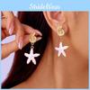 Fresh Style Summer Starfish Earrings With Alloy Shell Accents For Women Beach Accessory