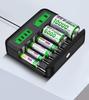 Eight-Slot USB LCD Universal Charger for AA/AAA/C/D Ni-MH Batteries with Type-C Charging