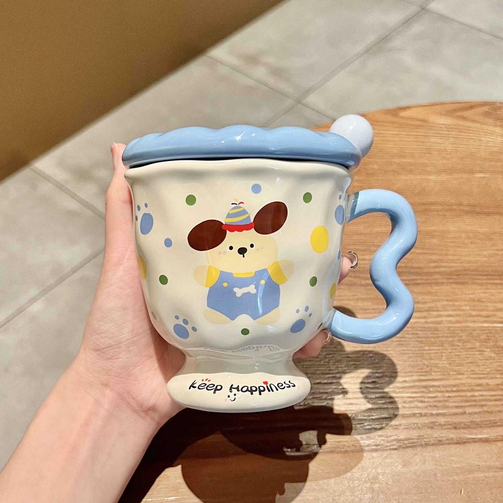 Подарок на день рождения Милая кружка с щенком в горошек Девочка Высокомерный кролик Керамическая чашка для питья Сувенир для лучшего друга