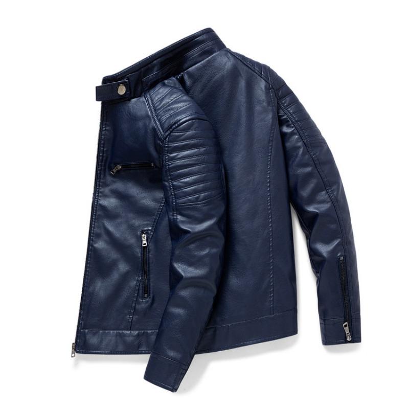 Autumn and Winter Men's Leather Jacket, Stand Collar, Trendy Leather Jacket, Handsome Motorcycle Jacket, Men's Jacket