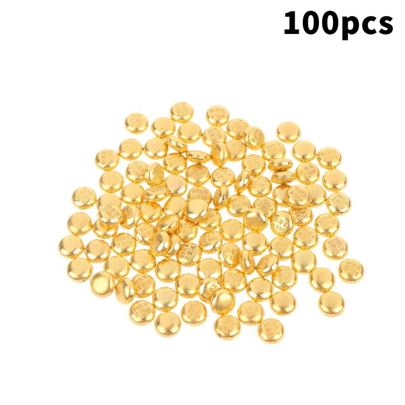 100Pcs Mini Gold Feng Shui Ornaments Wealth Fortune Attracting Gold Ingots Melon Seeds for Holiday Gifts