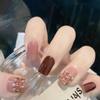 Xiaoxiangfeng Simple And White Fake Nails Nig Pearl Milk Coffee Color Wearing Nail Art Tablets