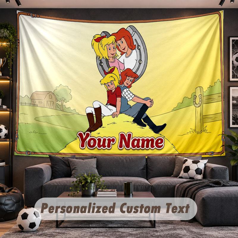 Wall Hanging Tapestry Custom NameBibi Blocksberg Pattern Personalized Printed Fabric Wall Decor