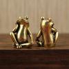 Brass Thinking Frog Figurine Vintage Frog Animal Copper Statue Ornaments Office Home Decoration Desktop Ornaments Crafts