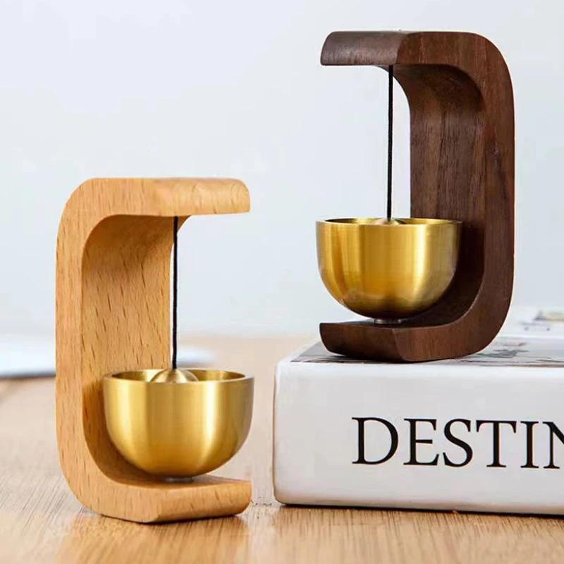 Magnetic Brass Wind Chimes, Doorbell, Aesthetic Solid Wooden Wireless Doorbell, Entrance Door Bell Pendant, Home DecorMinimalism