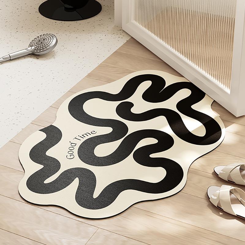 1pcs PVC Bath Mat Non-Slip Diatomite Style Absorbent Shower Rug Quick Dry Bathroom Floor Mat Anti-Skid Easy Clean Waterproof
