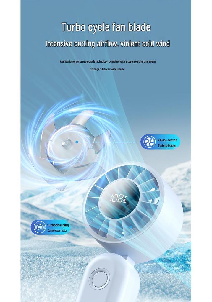 Rechargeable Foldable Mini Handheld Desktop Fan with Digital Display