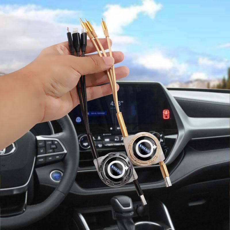 3 In 1 Charge Cable Cord Multi Port Charging Wire Line For Volvo V60 XC90 V40 XC60 V50 S60 C30 V70 S90 XC40 S80 T6 V90 EX30 EX90 OV4