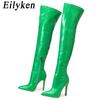 Fashion Eilyken Sexy Snake Print Leather Pointed Toe Women Over The Knee Boots Fashion Zipper Winter Thigh High Boots Stripper Shoes