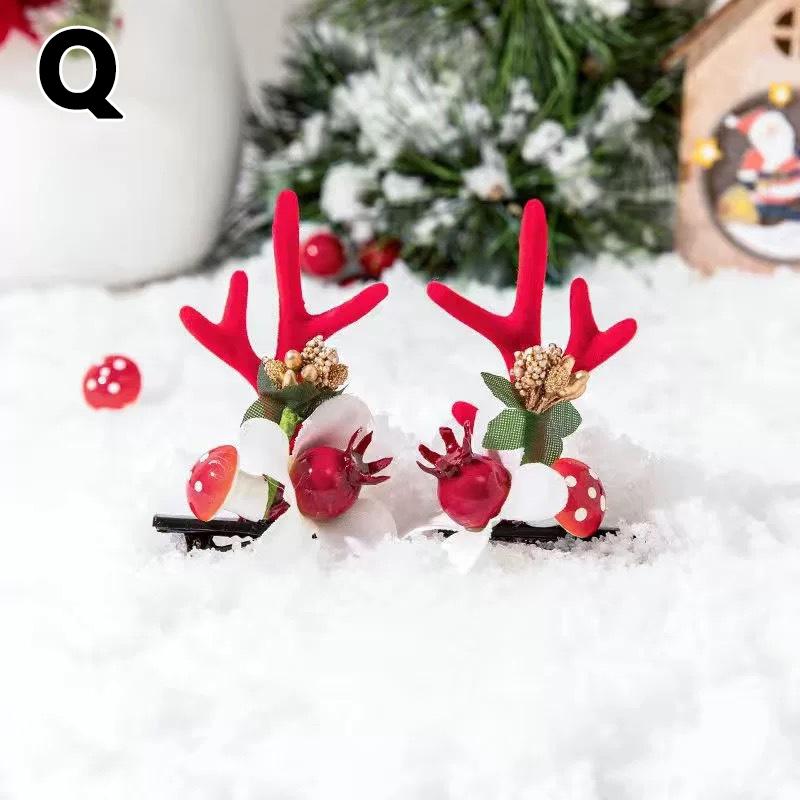 20 Pairs Hair Ball Christmas Antler Deer Ear Hairpins Hair Clip Hair Accessories Christmas Headbands Christmas Gift For Kids