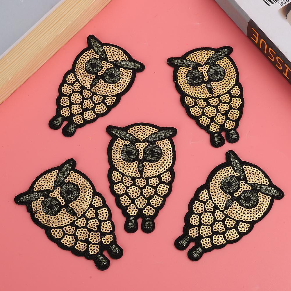 10pcs Owl Embroidered Patch Gold Little Animal Owl Clothes Applique Badge for Clothes Dress Bag