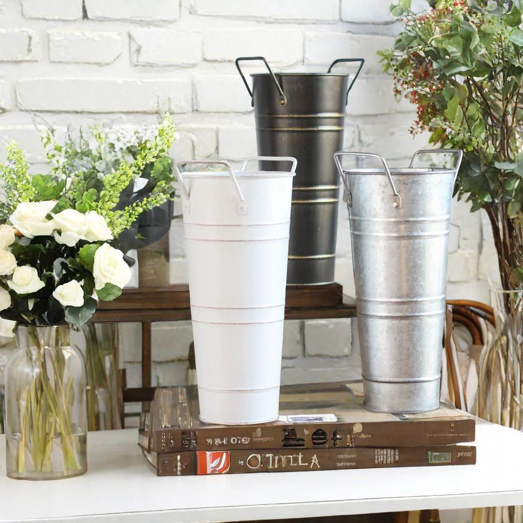 Ваза из оцинкованного листового железа, декоративная ваза для сухоцветов, металлическая ваза для домашнего декора, флористы, ведра для цветов