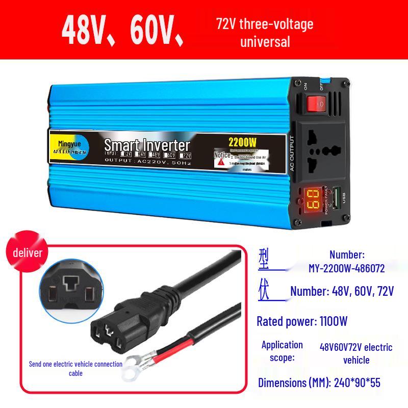 High-Power Electric Vehicle Inverter 48V-72V to 220V Universal Battery Converter