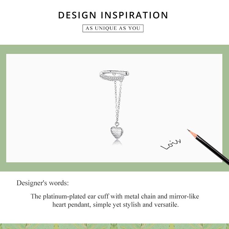 WOSTU Женские серьги-каффы из стерлингового серебра 925 пробы с зеркальными сердечками, изысканные свадебные украшения, подарки