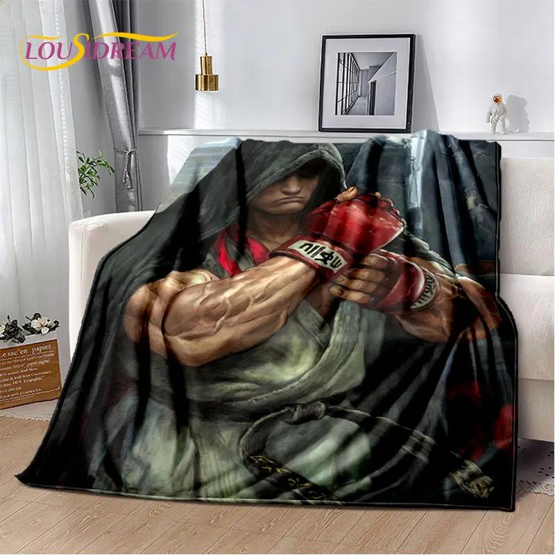 Ретро Игровой Street Fighter Геймер Мягкое Плюшевое Одеяло, Фланелевое Одеяло Плед для Гостиной Спальни Кровати Дивана Пикника Покрытие