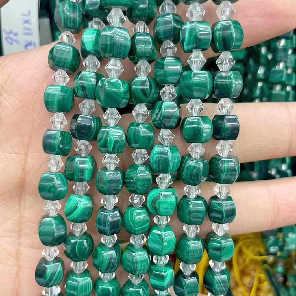 Чистый Натуральный Малахит Трубка и Овальный Абакус Свободные Бусины для DIY Браслета Ювелирных Изделий