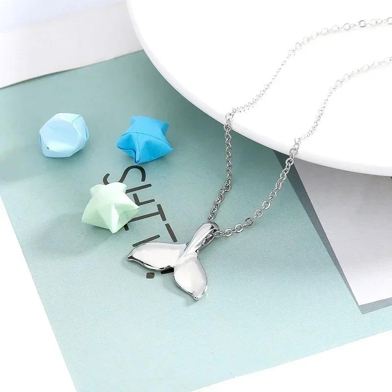 Новые ожерелья с подвесками в виде хвоста русалки, кита, дельфина, серебряного/золотого цвета, женская модная бижутерия, ожерелье для женщин, ожерелье с крестом 2024